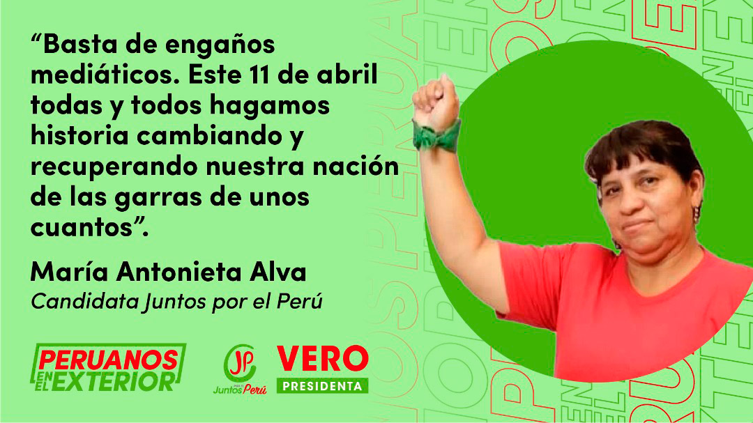 María Antonieta Alva González, candidata de Juntos por el Perú en Argentina