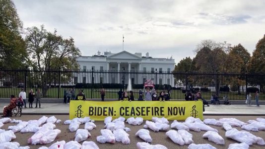 manifestación en Washington por el alto en fuego en Gaza